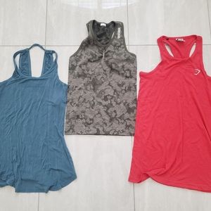 GymShark - Women’s Tank Top bundle. Camo,blue,red- Excellent Used Condition!